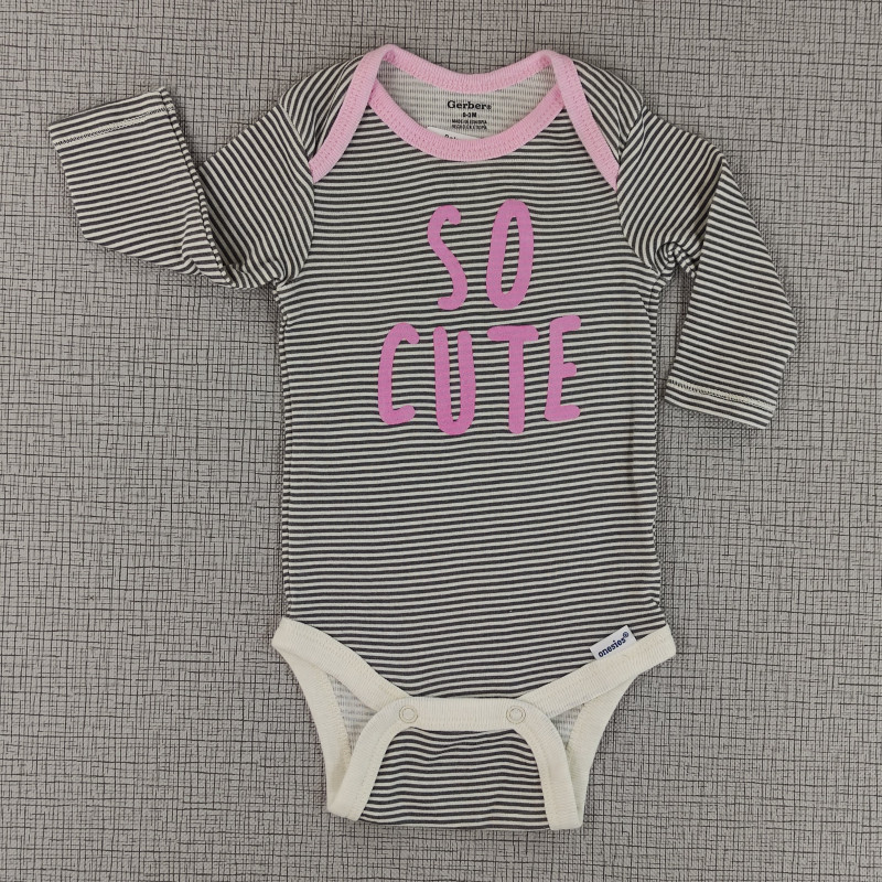 Body manga larga rayado "SO CUTE"